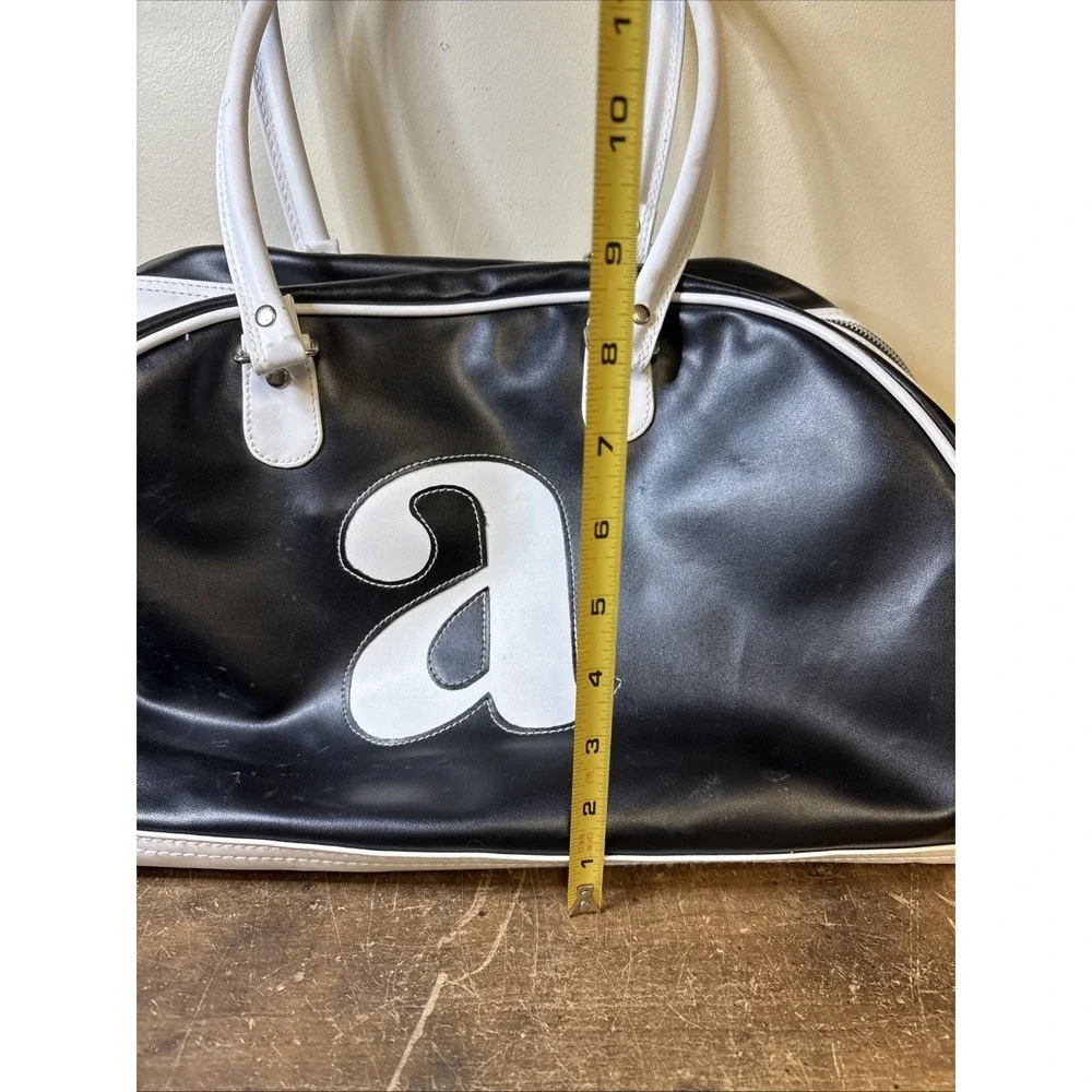 Vtg Y2K Monogram Duffel Bag 2 Handles Black White 
